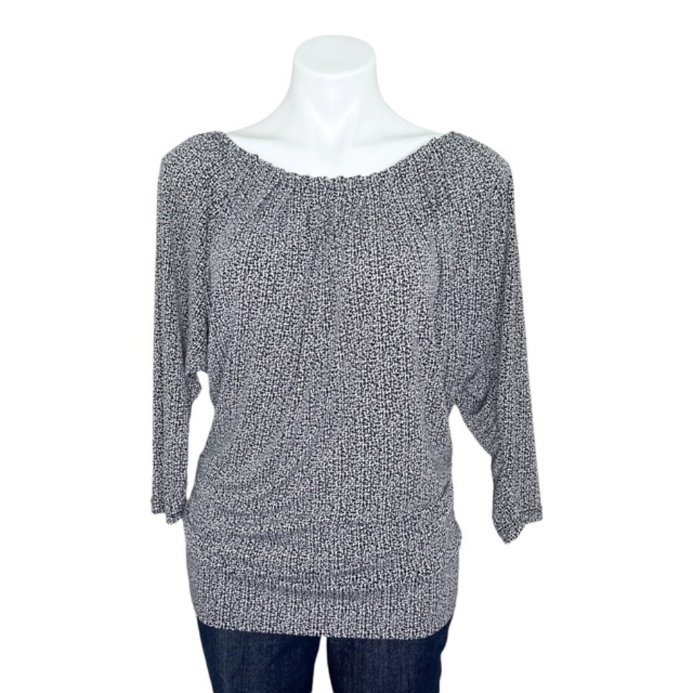 NY & Company Women's Top Blouse Black & White 3/4 Sleeve Small